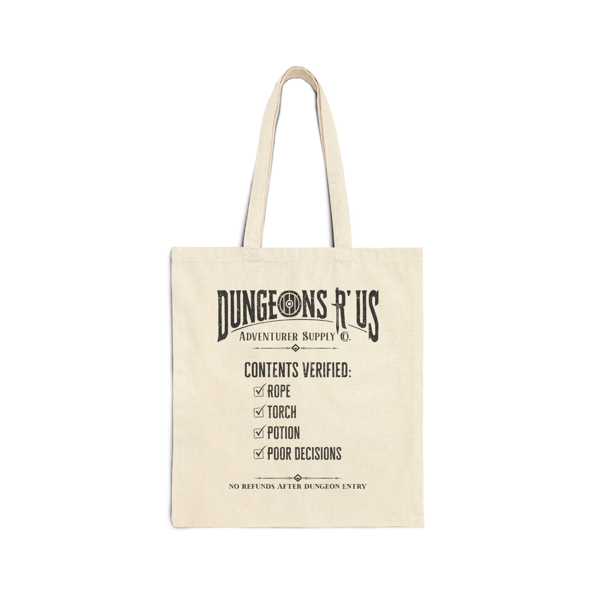 Dungeons R’ Us Tote Bag – Funny DnD Inventory Bag, Fantasy RPG Gift, Adventurer Supply Co. Canvas Tote